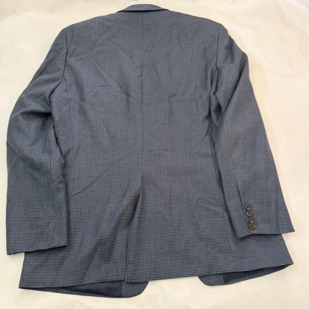Ralph Lauren Mens Blue Houndstooth Sport Blazer Jacket‎ Wool Silk Plaid 42L